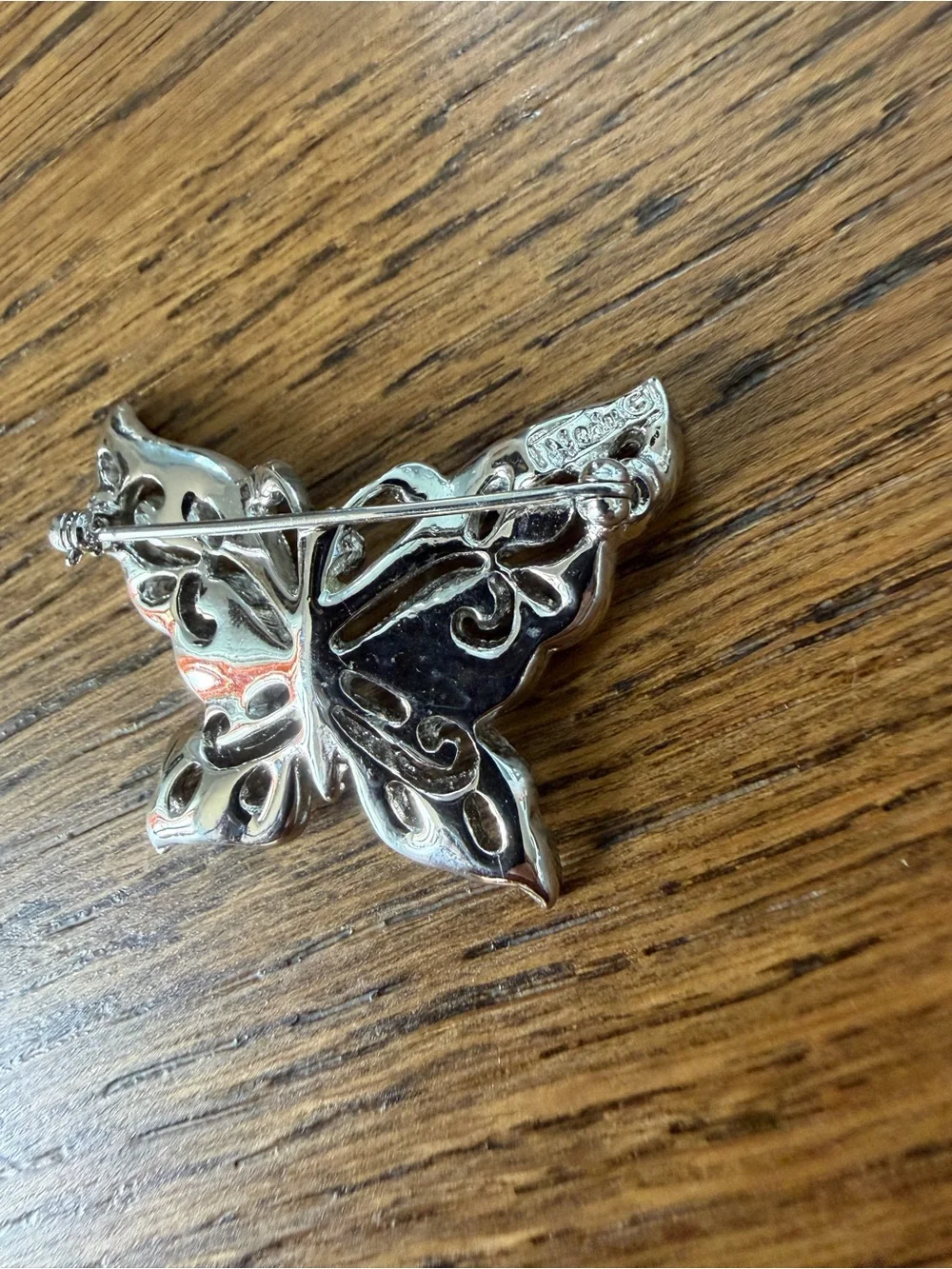 Vintage Signed Hedy Silver Tone Rhinestone Butterfly Brooch Pin